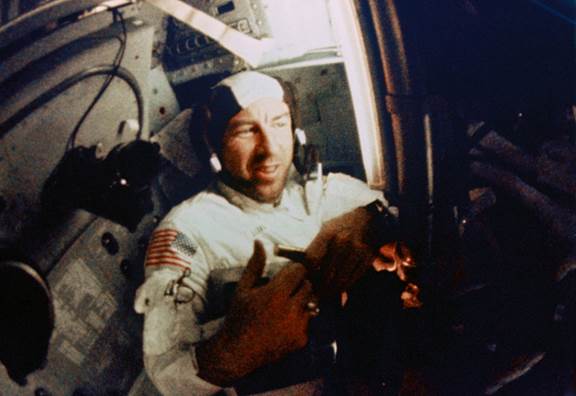 Astronaut James Lovell Aboard Apollo 8, File Photo Courtesy NASA